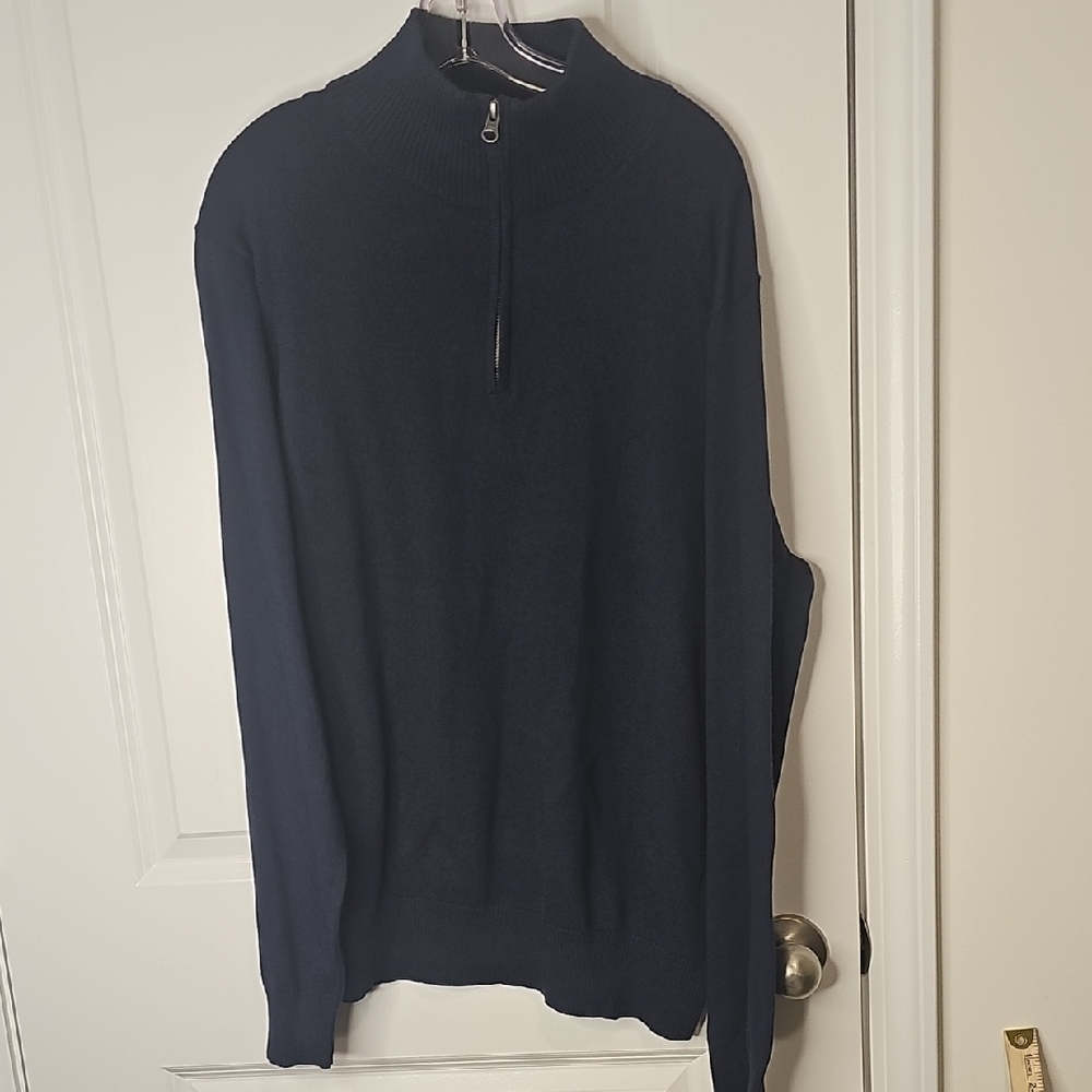 J. Crew Men's Navy Zip Mock-Neck Sweater Size L